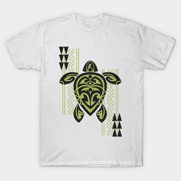 Black & Green Tribal Turtle Tattoo Warrior T-Shirt by srwdesign